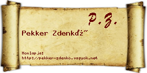 Pekker Zdenkó névjegykártya